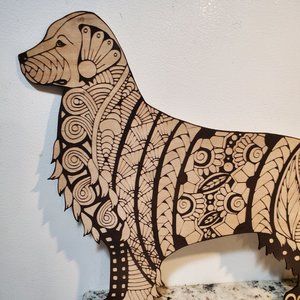 Laser Engraved Golden Retriever Wooden Wall Decor